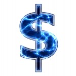 electric 3d dollar currency sign