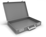 Gray briefcase opened